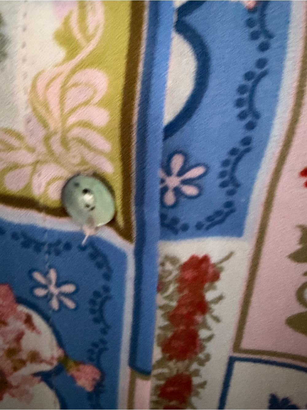 Rose & Olive Blue Multi Floral Patchwork Button-Down Shirt - Picture 8 of 12